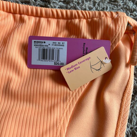 NWT! Juniors' Ninety-Nine° Tunnel Side-Tie Orange Bikini Bottoms Size Medium - Picture 5 of 6